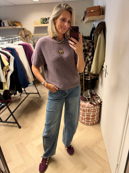 Trui Claudia Korte Mouw Alpaca Dusty Plum