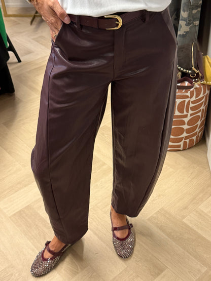 Broek Haily PU Burgundy