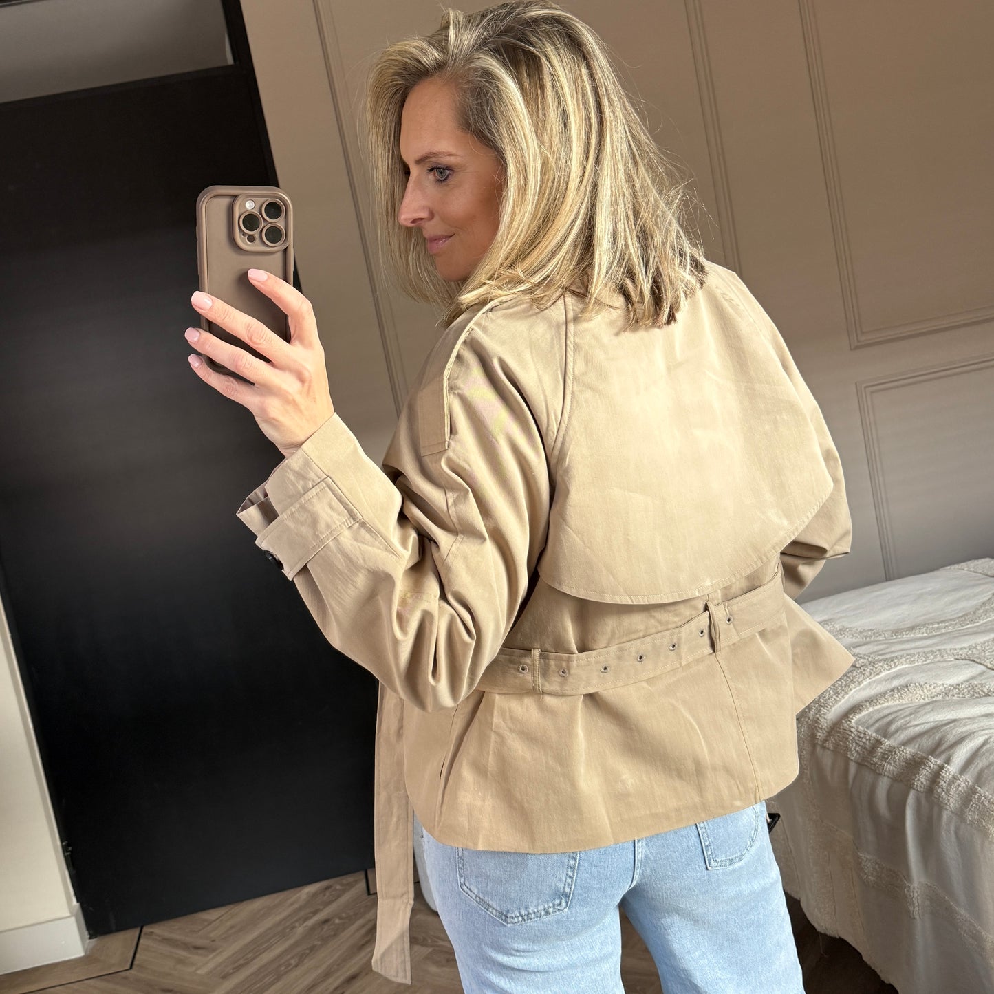 Trenchcoat Kort Beige