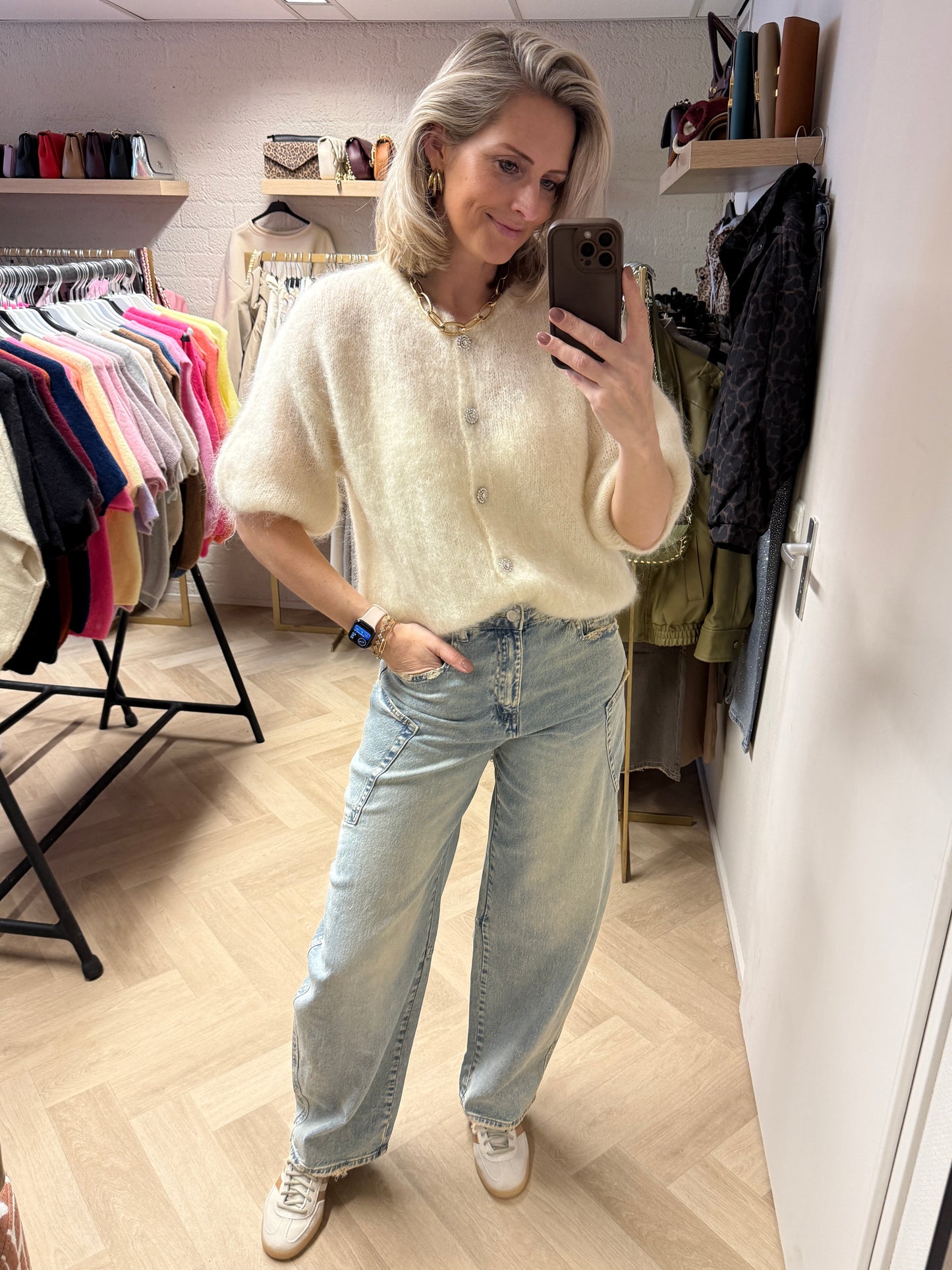Jeans QH Side Pockets Denim Beige