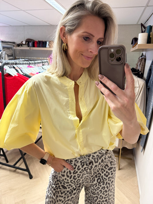 Blouse Fenna KM Pofmouw Zachtgeel