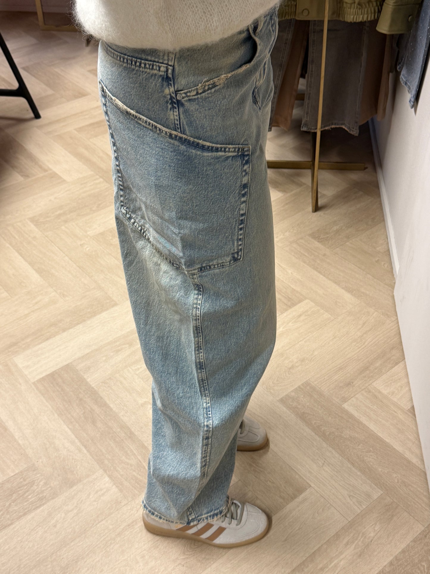 Jeans QH Side Pockets Denim Beige