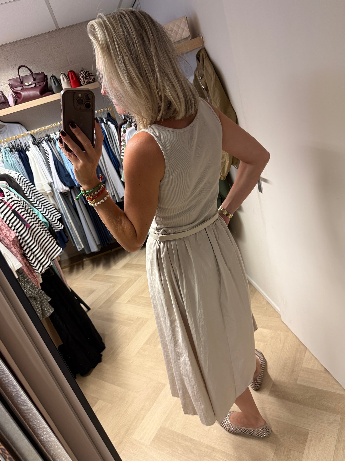 Jurk Katy Katoen Topdress Beige