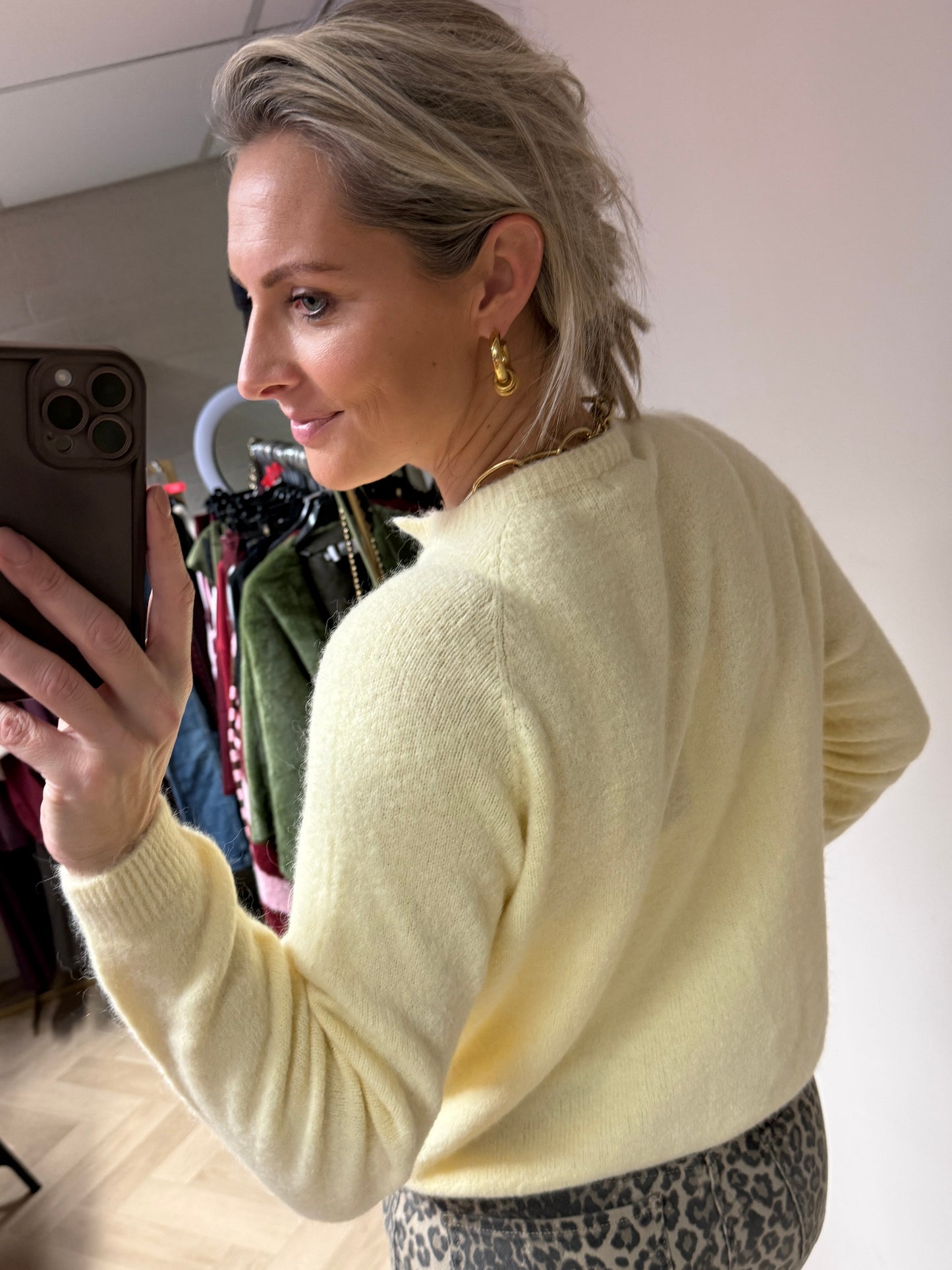 Vest Claudia Lange Mouw Alpaca Zachtgeel