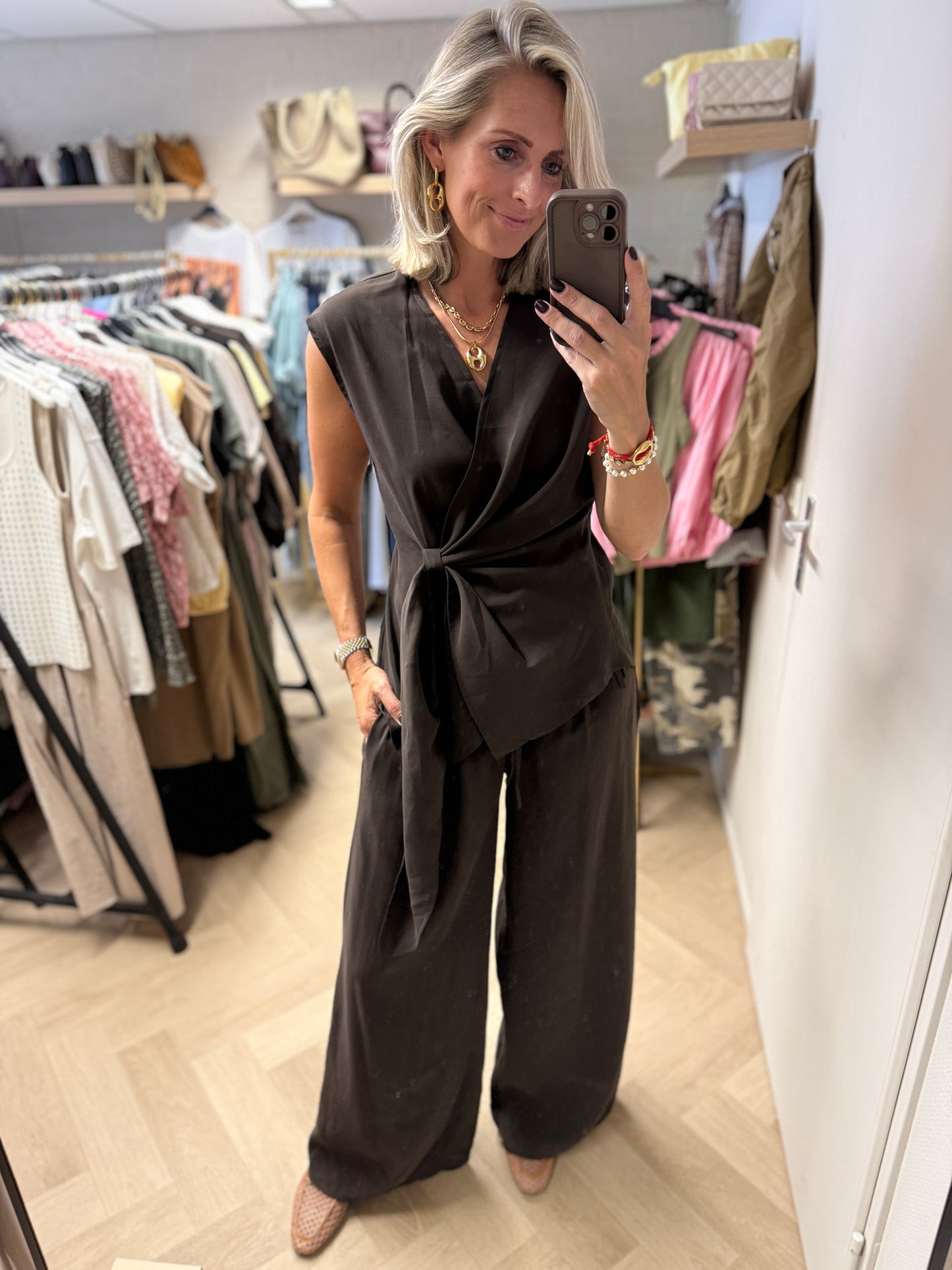 Co Ord Set Mia Overslag Donkerbruin