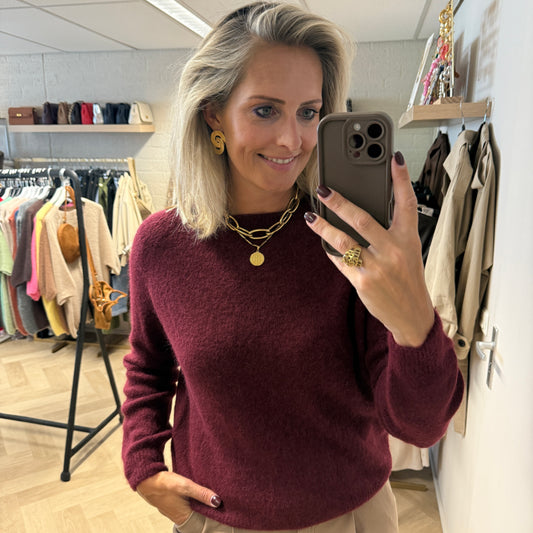 Trui Claudia Alpaca Lange Mouw Burgundy