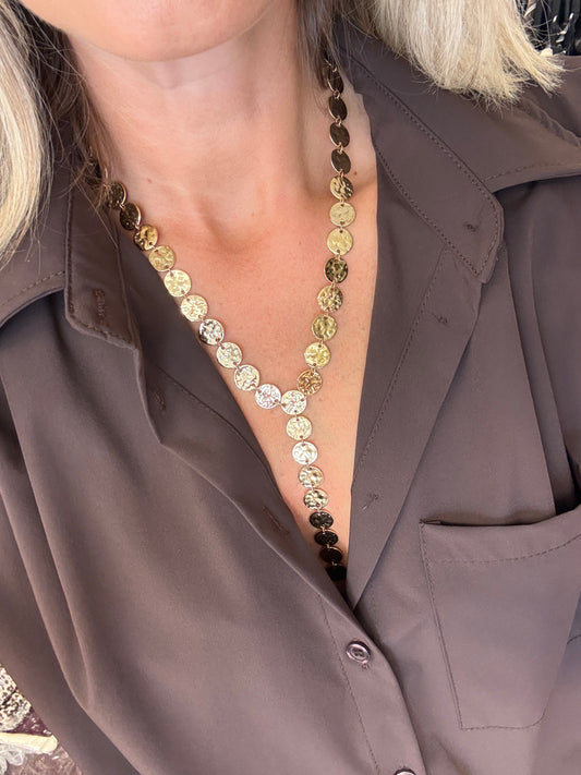 Ketting Y Round Charms Goud