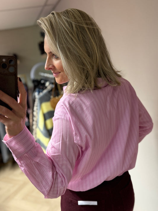 Blouse Day Pof Streep Roze