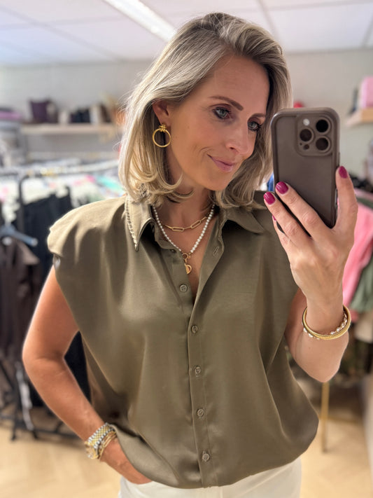 Blouse Nikki Satijn Koord Taupe