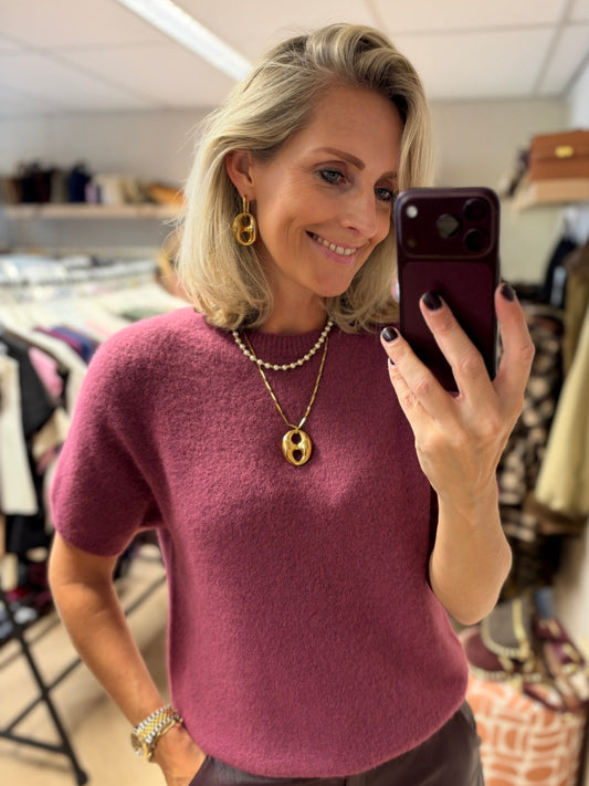 Trui Claudia Korte Mouw Alpaca Mauve