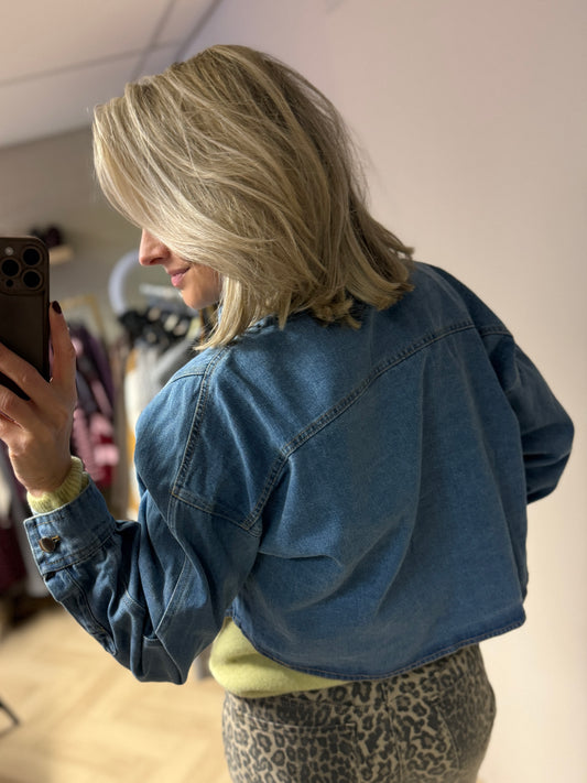 Blouse Denim Kort Blauw