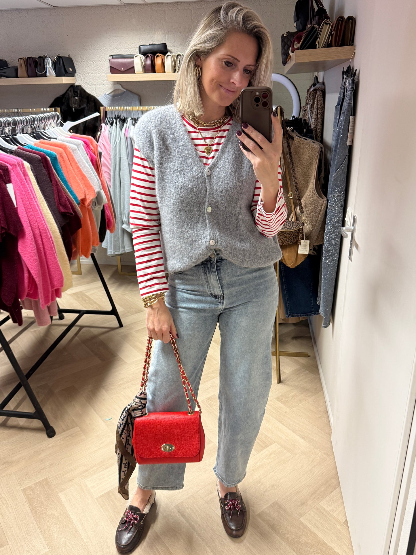 T-shirt Emma Katoen Streep Rood Wit