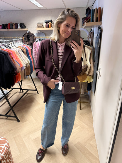 Polo Benthe Streep Roze Bordeaux