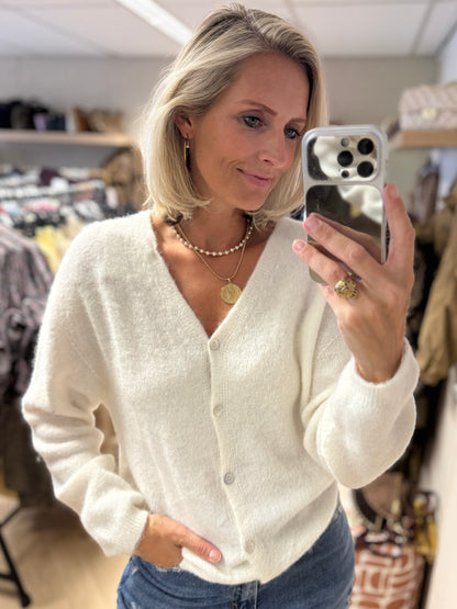 Vest Claudia Alpaca Lange Mouw Offwhite