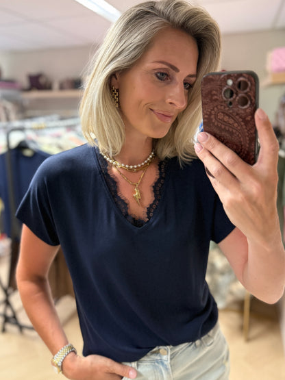 Shirt Barbara Kant Donkerblauw