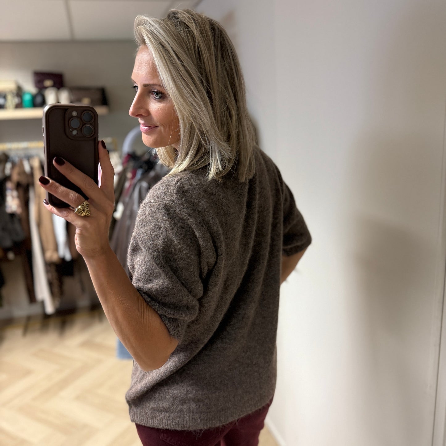 Trui Lima V-Hals Korte Mouw Choco