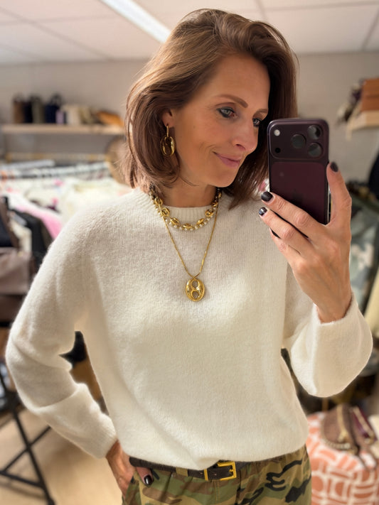 Trui Claudia Alpaca Lange Mouw Offwhite