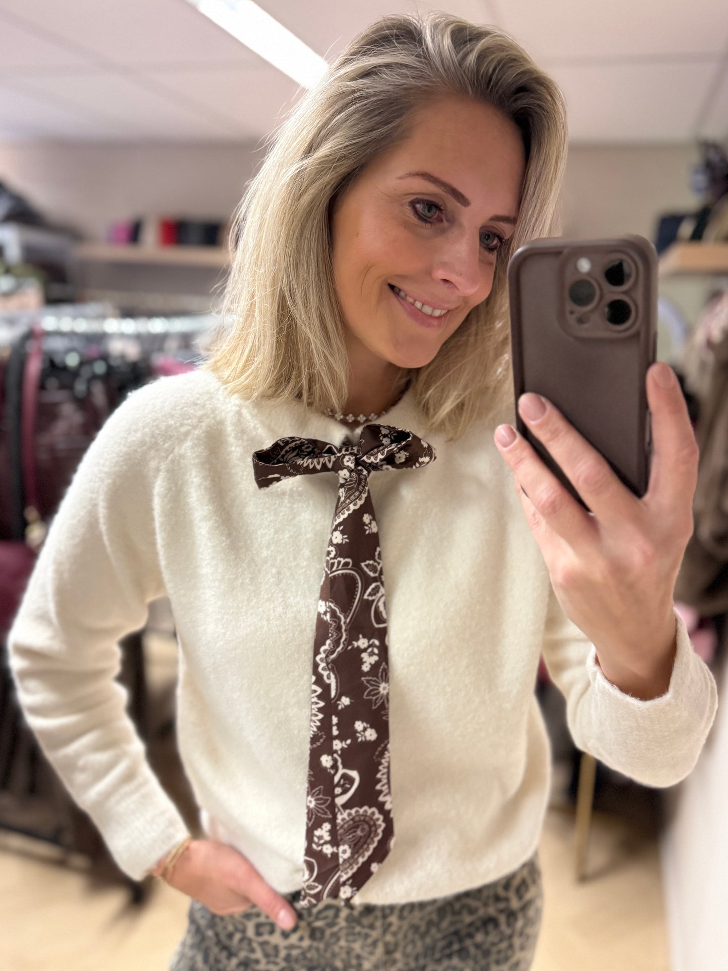 Vest Janet Sjaal Paisley Ecru