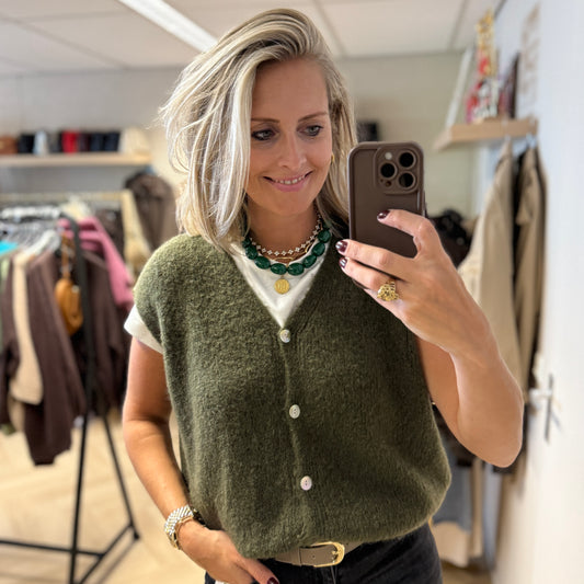 Gilet Claudia Alpaca Armygroen