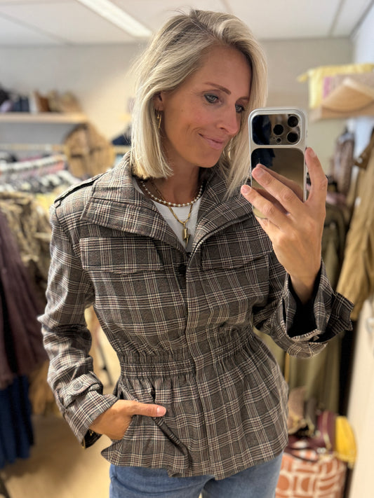Blazer Jill Ruit Zwart Grijs Bruin