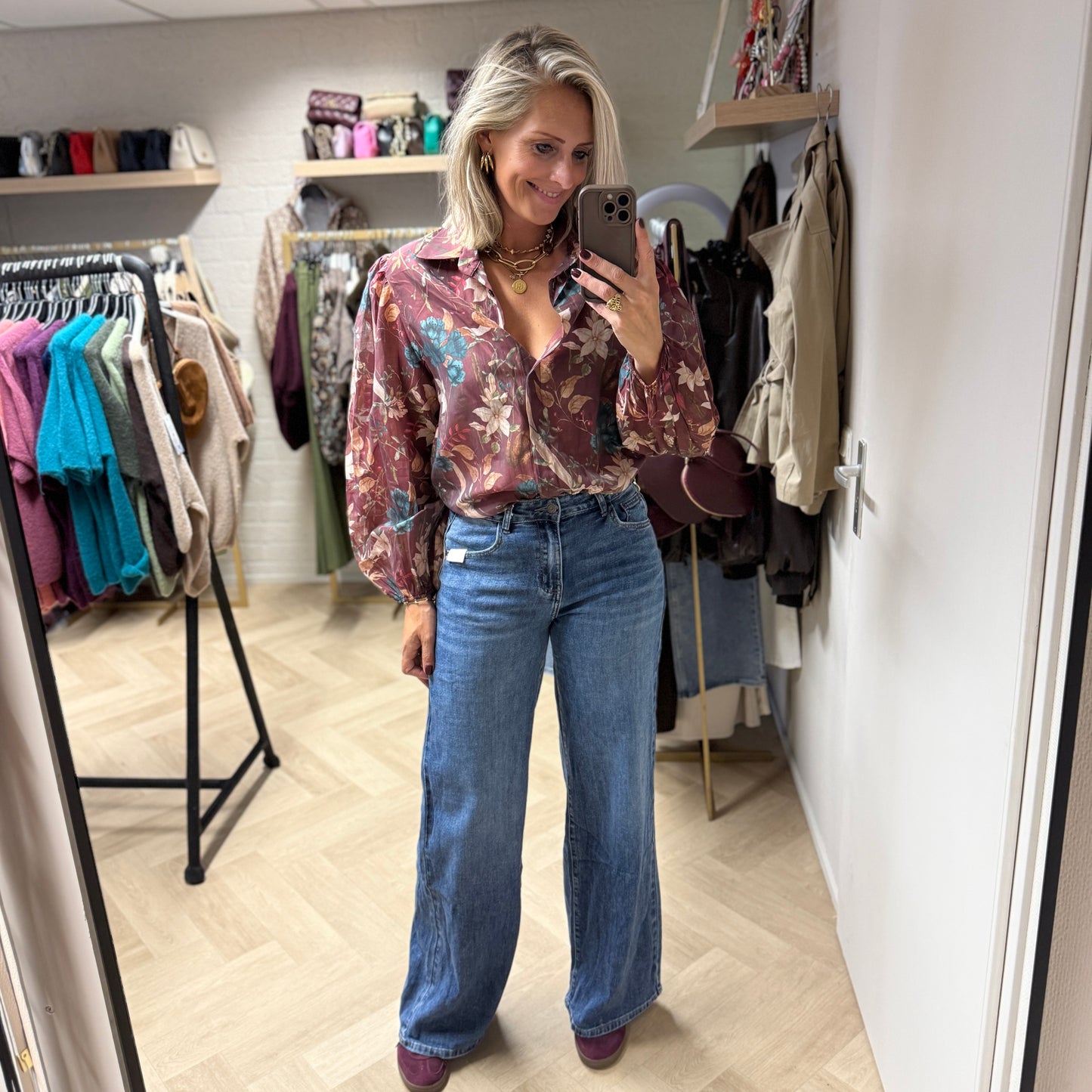 Blouse Georgina Flowers Bordeaux