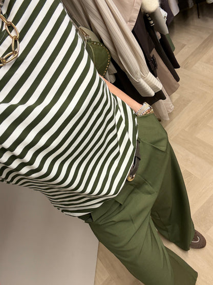 T-shirt Emma Katoen Streep Groen KM