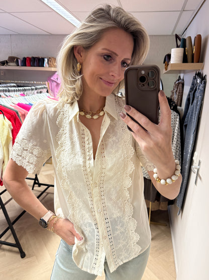 Blouse Edith Korte Mouw Ecru