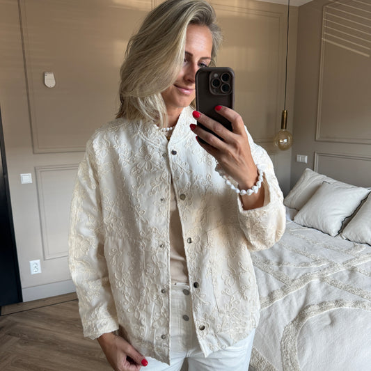 Bomber Alexia Embroided Crème