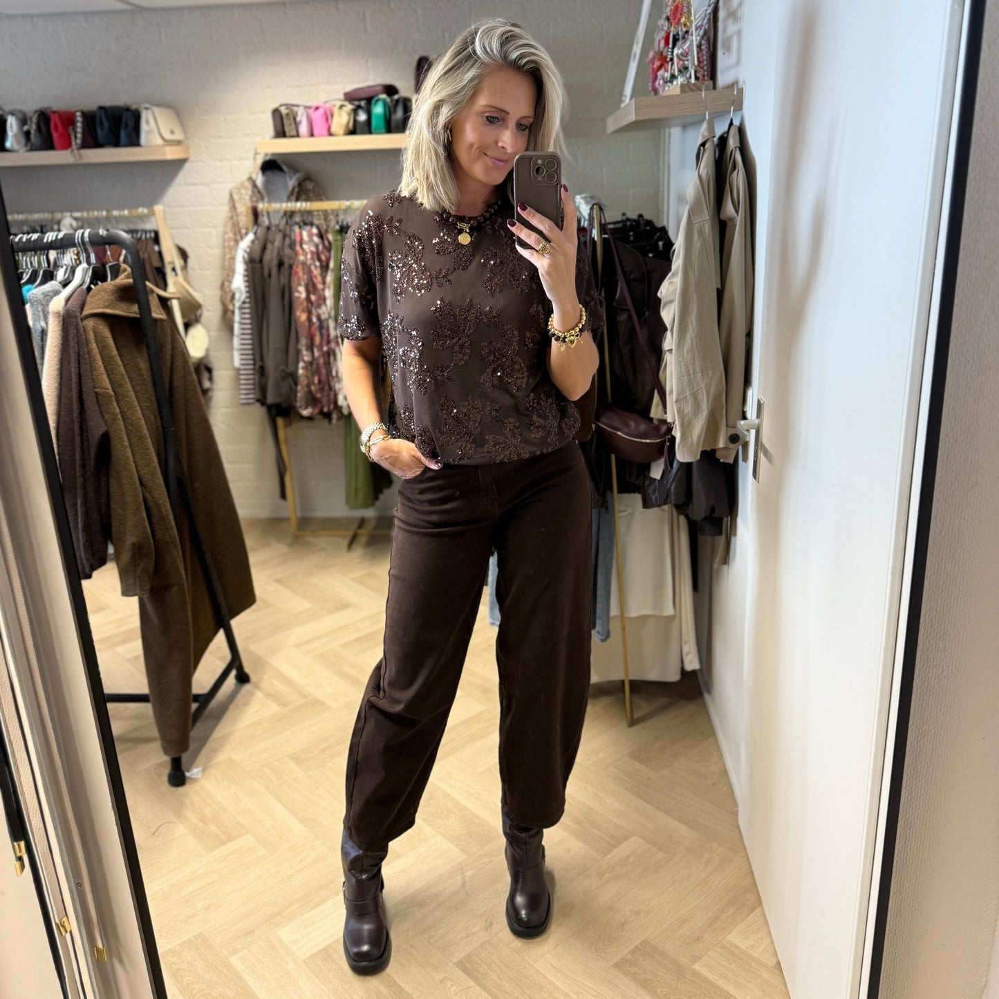 T-shirt Paillet Mesh Choco