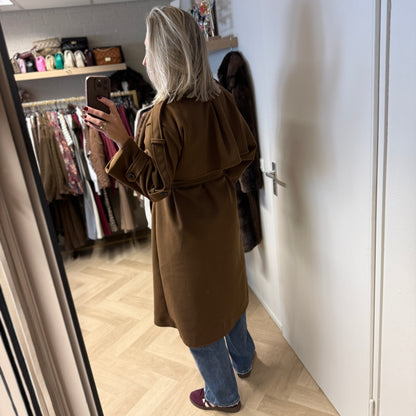 Jas Maan Epauletten Trenchcoat Bruin