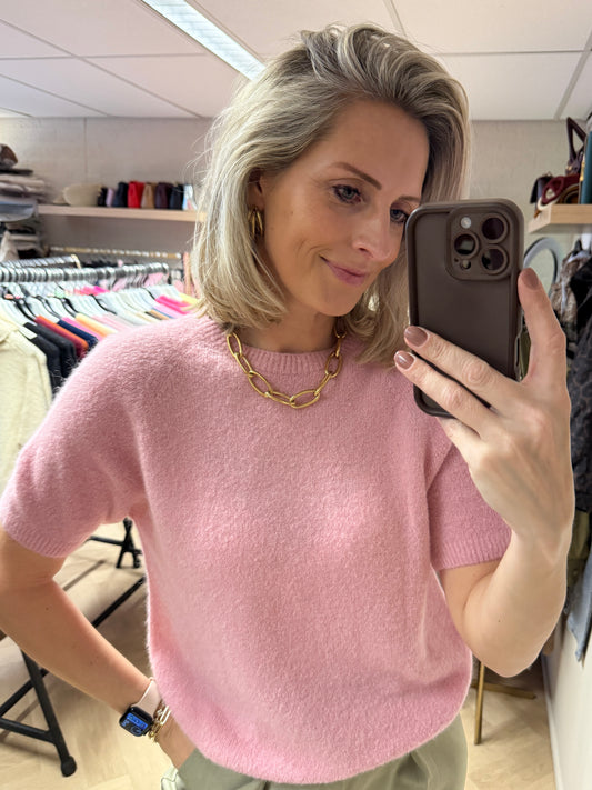 Trui Claudia Korte Mouw Alpaca Lichtroze