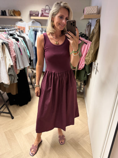 Jurk Katy Katoen Topdress Wijnrood