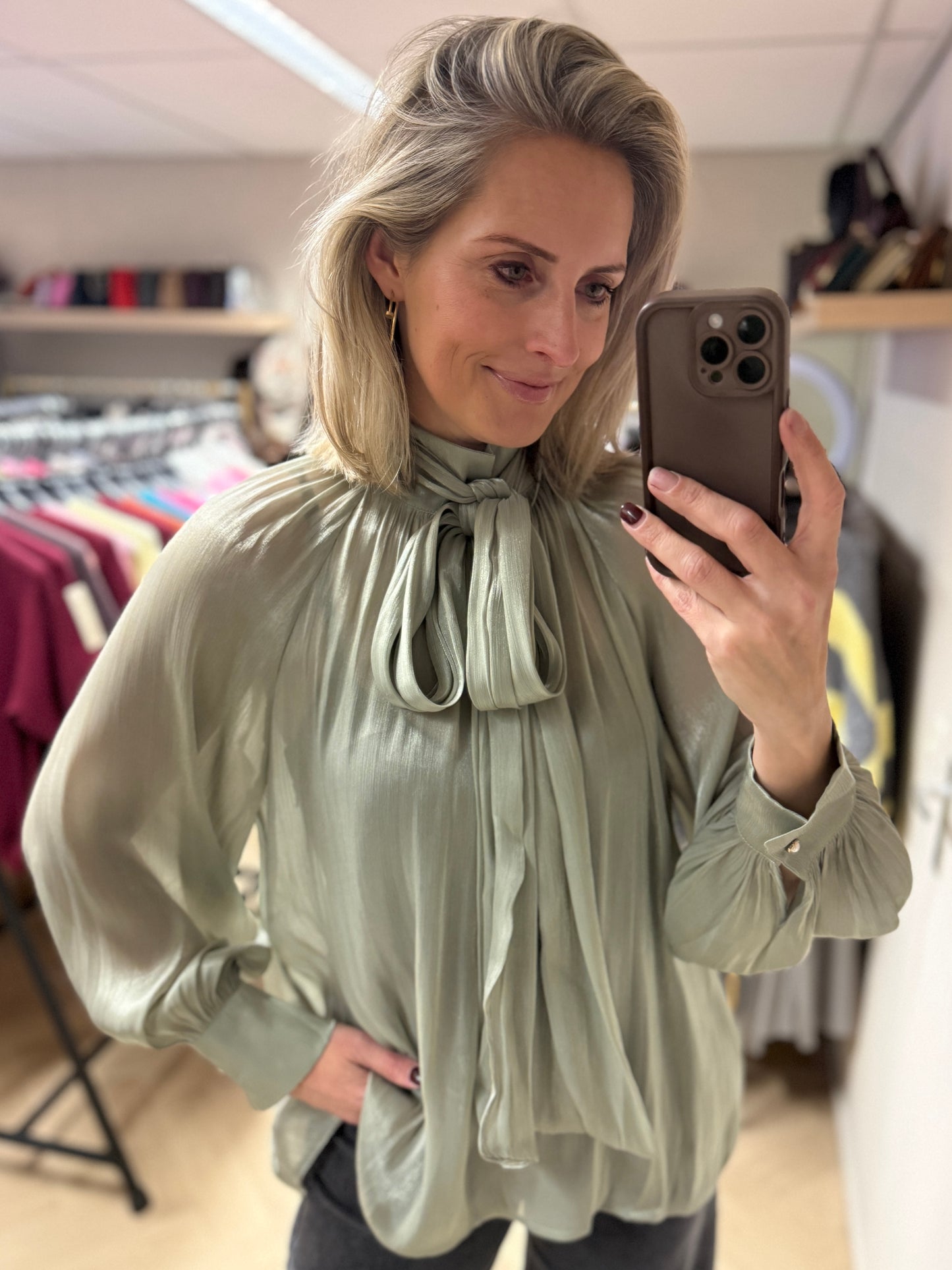 Blouse Florence Glans Saliegroen