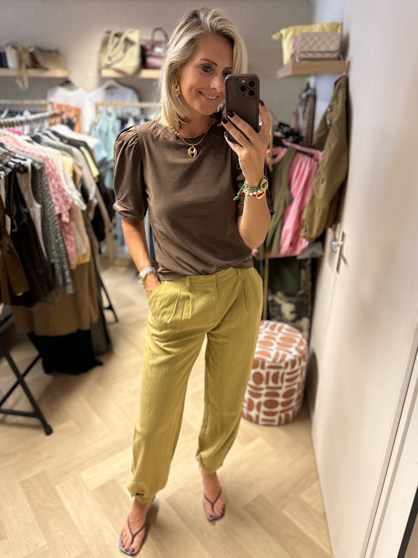 Pantalon Dewi Pof Mosterd