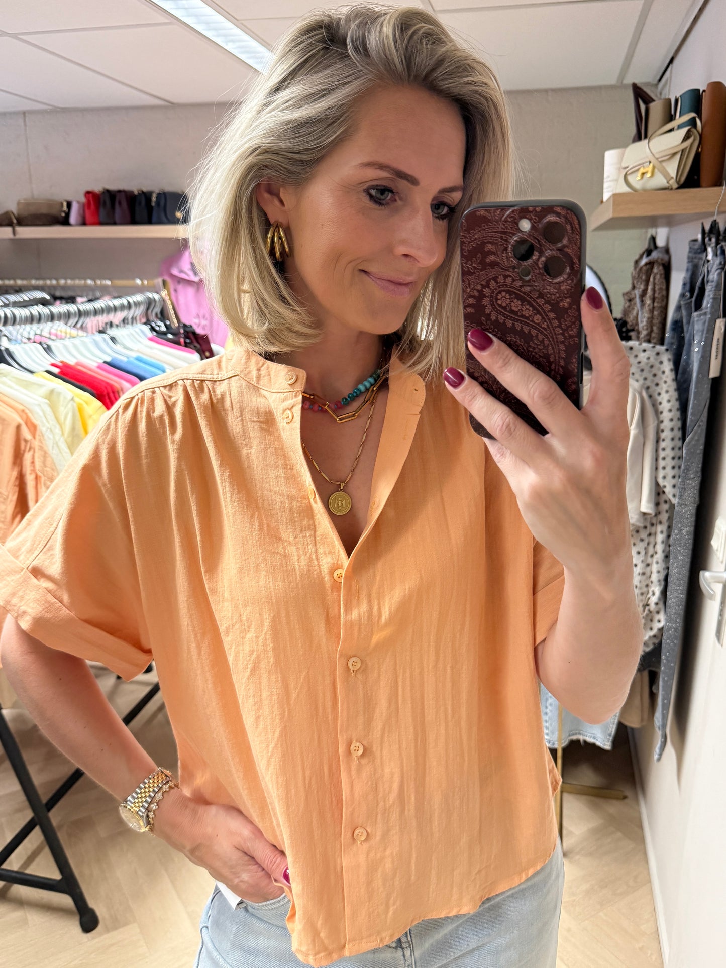 Blouse Kyra Katoen Peach