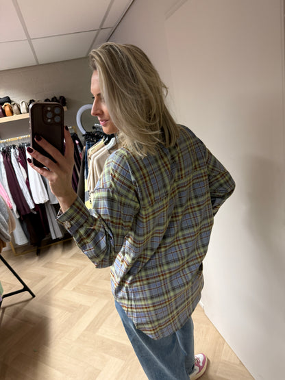 Blouse Stropdas Lichtblauw Geel