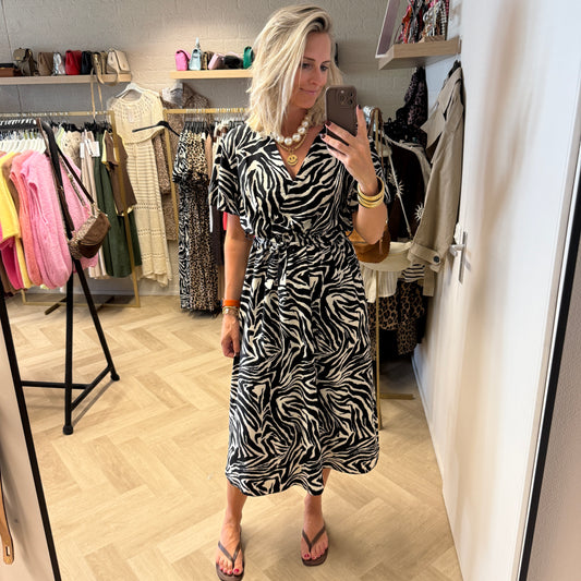 Jurk Midi Lang Simone Zebra