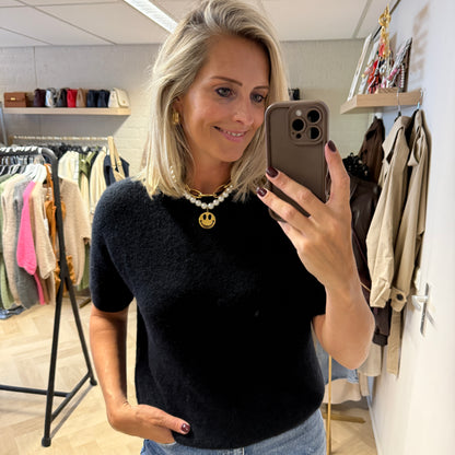 Trui Claudia Korte Mouw Alpaca Zwart