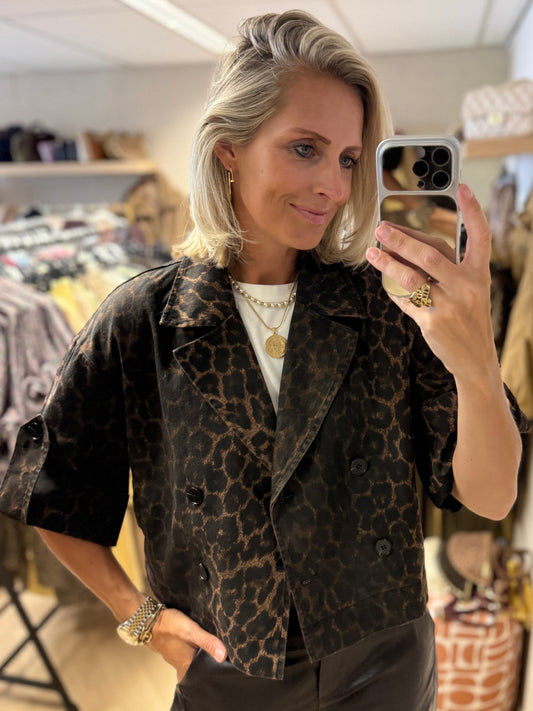 Jas Trench Korte Mouw Leopard