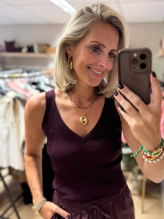 Top Linda V-hals Viscose Plum