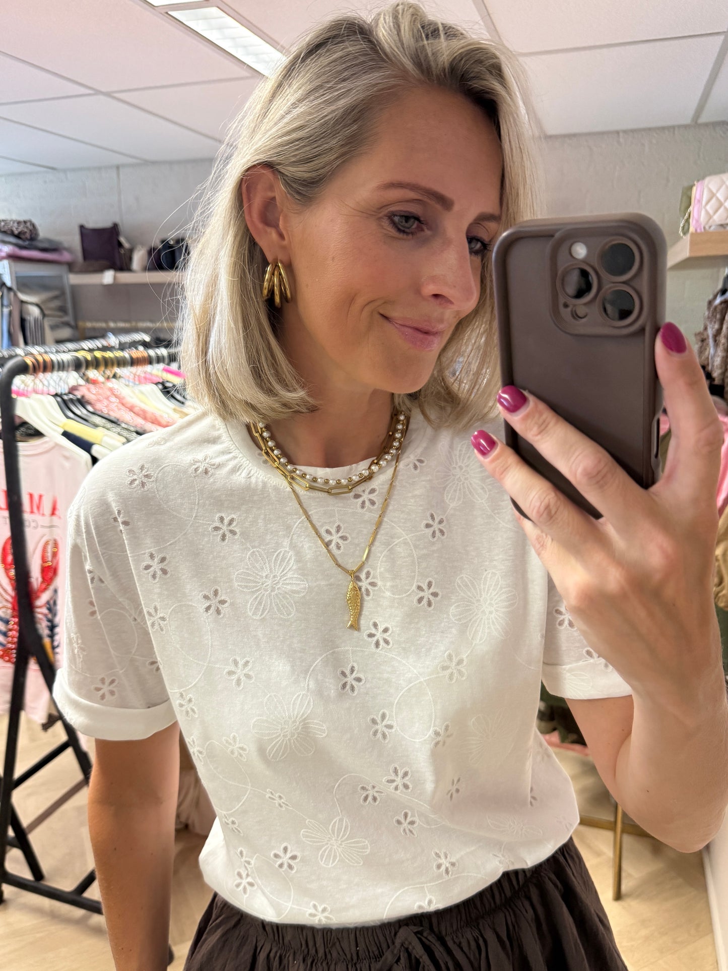 Shirt Broderie Katoen Wit