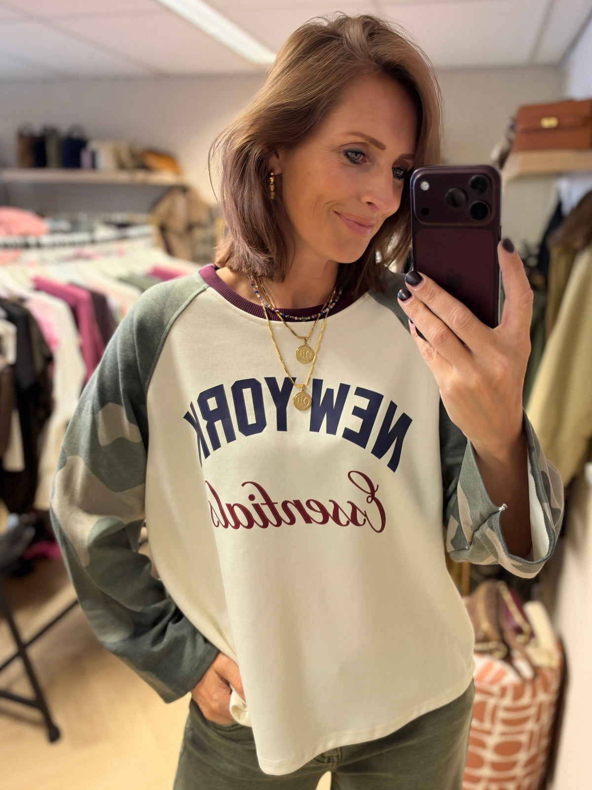Longsleeve  Raglan Army NY Essentials Bordeaux