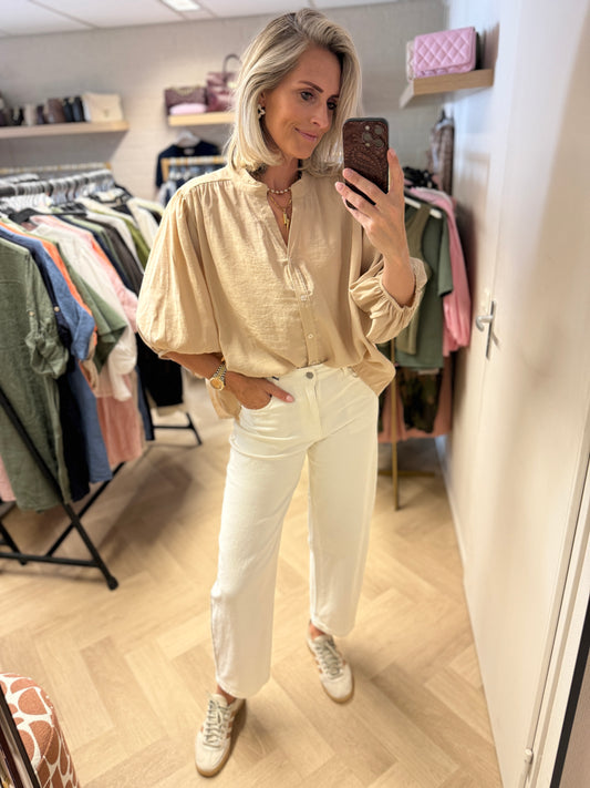 Blouse Ella Pofmouwen Beige