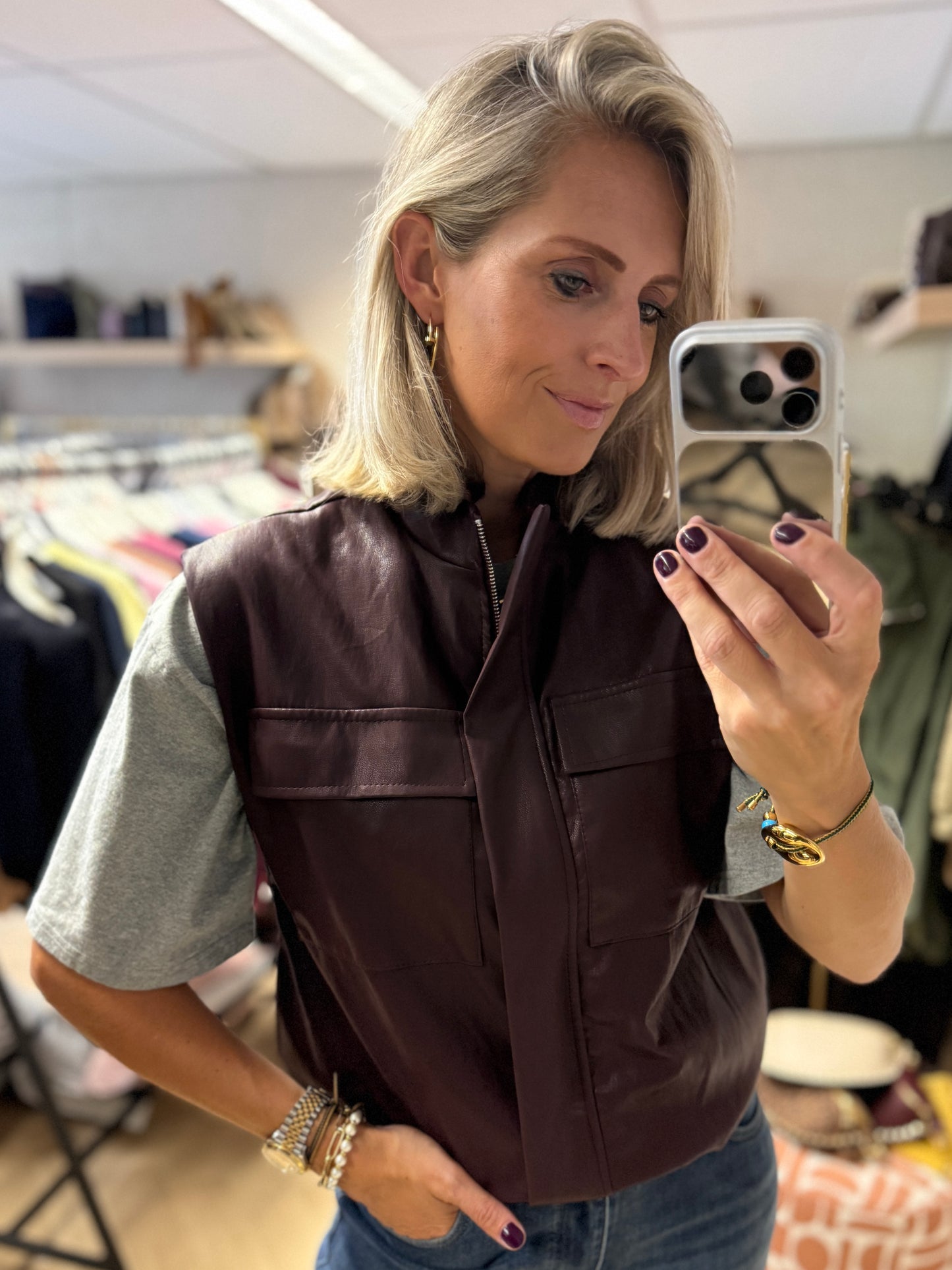 Gilet Haily PU Burgundy