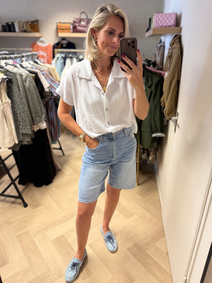 Blouse Mousseline Knoop Wit