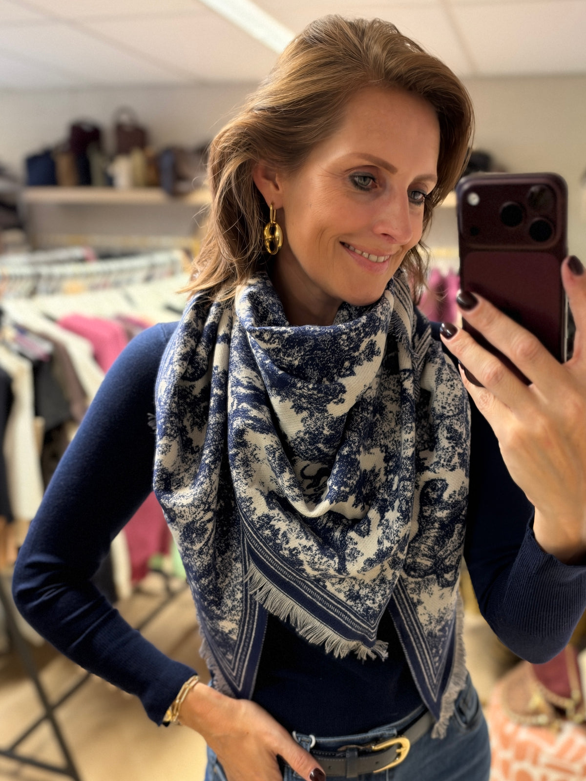 Sjaal Driehoek Toile Blauw