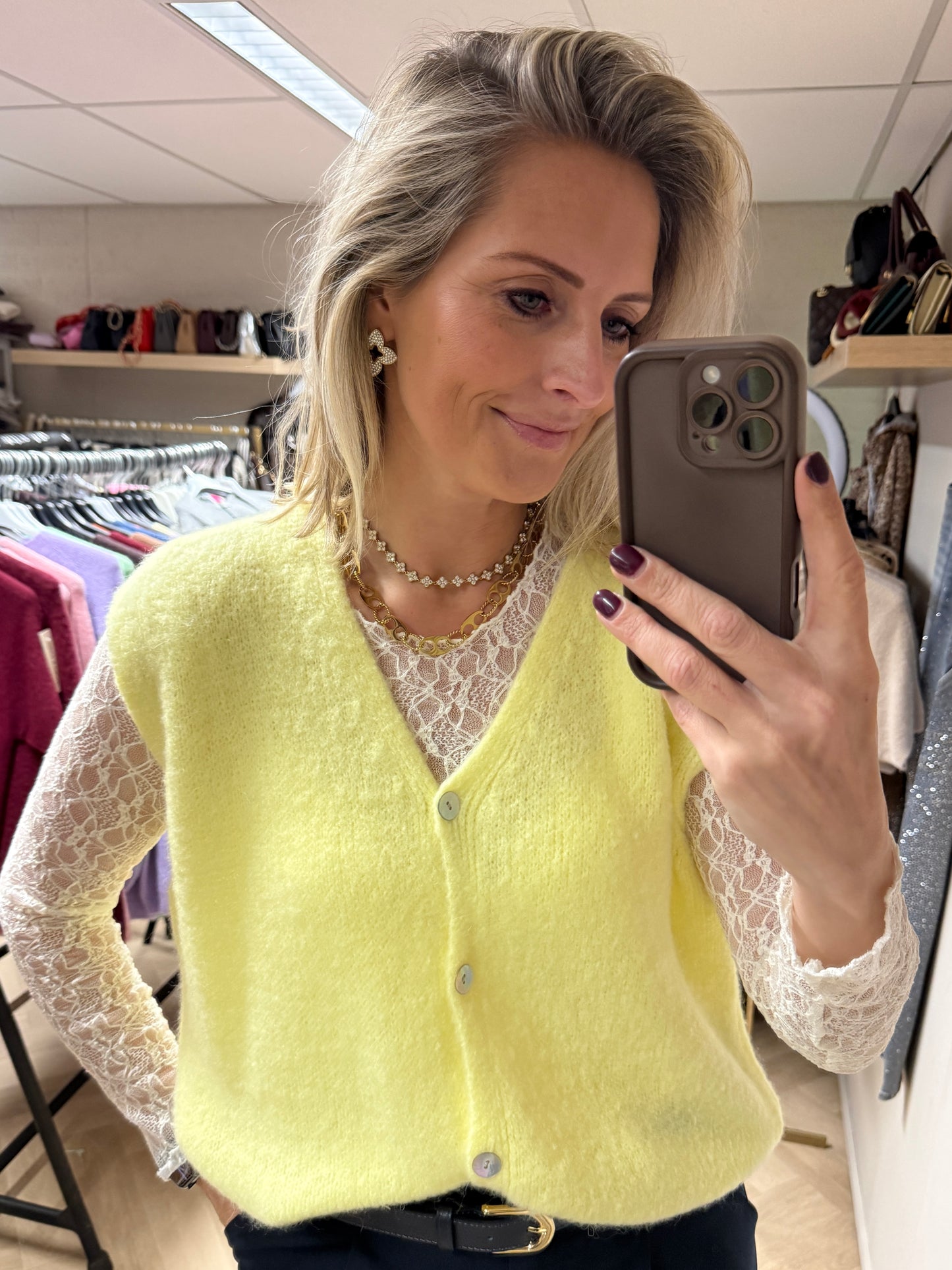 Gilet Claudia Alpaca Geel