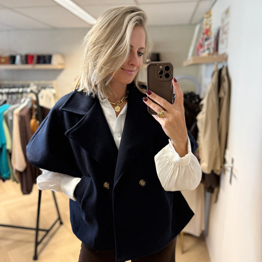Jas Cape Cisca Trench Donkerblauw