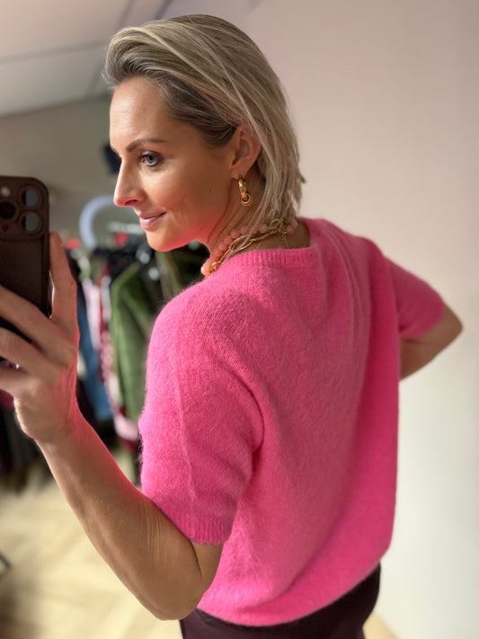 Trui Claudia Korte Mouw Alpaca Roze