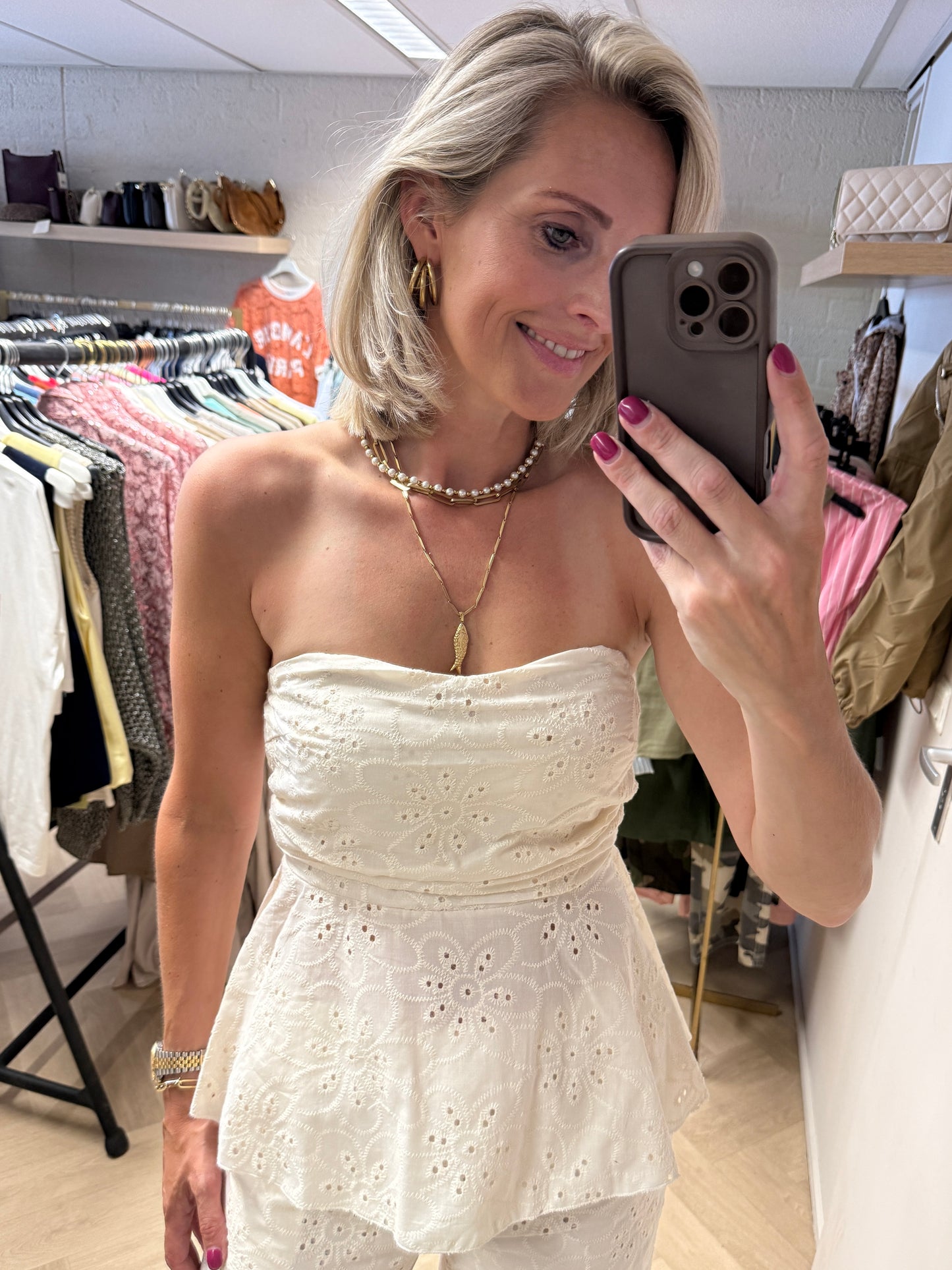 Co Ord Set Broderie Marije Offwhite